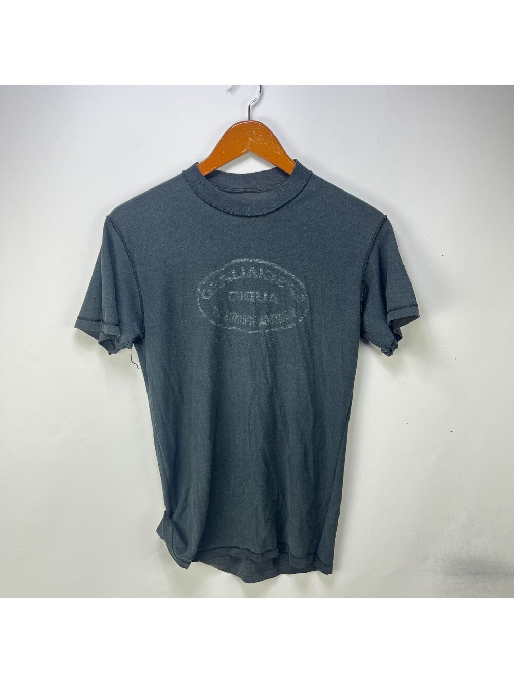 Vintage 80s Sun Faded Blank Black Inside out Shirt L